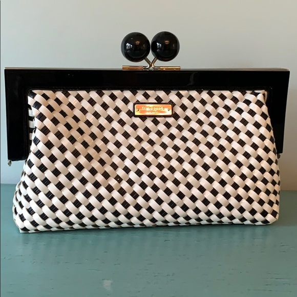 kate spade Handbags - Kate Spade Basket Weave Patent Leather Clutch